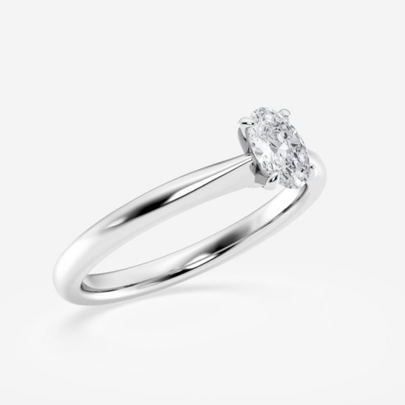 1/2 ctw Oval Lab Grown Diamond Petite Solitaire Engagement Ring - Picture 2 of 7
